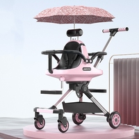 Poussette portable de voyage pliable à quatre roues pour deux personnes à double lumière et pliable/de haute qualité