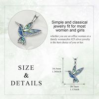 Colliers Colibris en Argent Sterling avec Pendentif Colibris en Coquille d'Abalone, Bijoux Colibris pour Femmes et Hommes