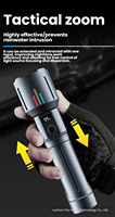 Lampe torche personnalisable en alliage d'aluminium étanche IP65, rechargeable par USB, à focalisation réglable, portée du faisceau 1000M+, CRI 90 élevé, 2000 lumens