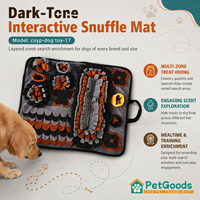 Tapis de Sniffing pour Chiens 50x60cm en Feutre, Jouet d'Entraînement Sensoriel à Alimentation Lente, Couleur Foncée, Puzzle de Cachage de Friandises pour Chiens de Petite et Moyenne Taille