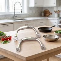 Poignée de casserole en acier inoxydable personnalisée, finition brillante, basée sur un échantillon, modèle Guanrun écologique, résistant au four, modèle L1