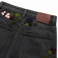 Celana Jeans Denim Raw Selvedge Baggy Custom Pria, Kaki Lebar, Bordir Artistik, Celana Cargo Vintage, OEM MOQ 30