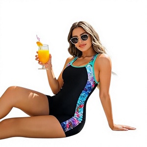 <b>Women's</b> Athletic One Piece Boyleg Swimsuit Sleeveless Color Block Swimwear <b>for</b> Training <b>Swimming</b> Custom Logo Wholesale - Product Image 4