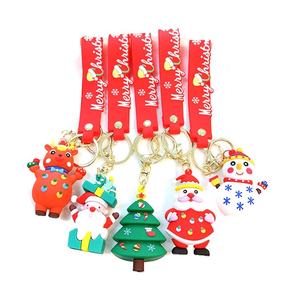 Fashion New PVC Elk Gingerbread Man <b>Key</b> <b>Chain</b> Rubber Keyring Accessories Cute Cartoon 3D Christmas Santa Keychain - Product Image 2