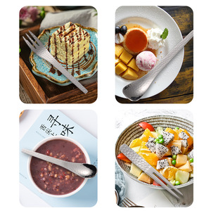 304 Stainless Steel <b>Dessert</b> Spoons and <b>Forks</b>, Creative Fruit <b>Forks</b>, Hammered Ice Cream Spoons, Japanese Style Coffee Stirring - Product Image 2