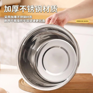 Juego de tazones de cocina de acero inoxidable, 3 piezas, tazón hondo de calidad alimentaria para lavar verduras y mezclar fideos - Product Image 2