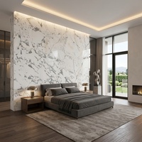 Grandes dalles de marbre Arabescato naturel poli moderne, pierre de parement personnalisée pour marches de salle de bain intérieures de luxe et murs d'accentuation