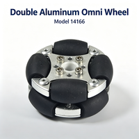 Roue omnidirectionnelle double en aluminium de 38 mm (1,5 pouce) avec 8 rouleaux en PU, moyeu métallique à 360 degrés, charge utile de 2 kg, 14166