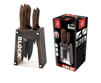 Couteaux de chef professionnels en acier inoxydable, ensemble de cuisine de 6 pièces, tranchants, avec manche G10 et bloc en bois