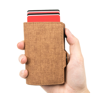 Fashion New PU Jeans Leather Popup <b>Wallet</b> RFID Protected Aluminum Card Case Automatic Popup Credit Card <b>Holder</b> - Product Image 1