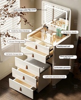 Table de toilette moderne en bois massif avec miroir rabattable et armoire de rangement, table de maquillage multifonctionnelle pour hôtel et salle de bain