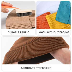 หมวกบีนนี่อะคริลิคธรรมดาทนทานต่อการฉีกขาดสำหรับฤดูหนาวหมวกถักแบบปักลายแบบเรียบง่ายสีพื้นอบอุ่นสำหรับทั้งผู้หญิงและผู้ชายและผู้หญิง - Product Image 4