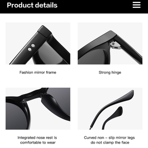 Occhiali da sole polarizzati rotondi piccoli personalizzati da uomo, protezione UV400, resistenti agli urti, in PC e metallo, eleganti, per la spiaggia, fornitore <span class=keywords><strong>di</strong></span> fabbrica - Product Image 3