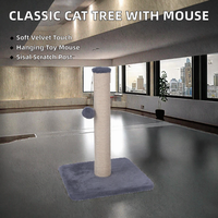 Rarewe Classic Modern 2-Level Velvet Cat Condo Indoor Scratching Post Short Plush Hanging Simulated Mouse Pet Accessories 62cm