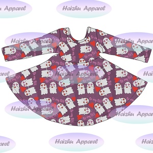 Vestido de Lana con Estampado Floral de Manga Larga para Niñas, Modelo Cd1-4, Nuevo y a la Moda - Product Image 2