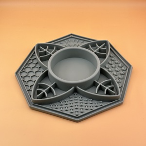 ชามป้อนอาหาร100% ทำจากซิลิโคนทรงกลมอเนกประสงค์แผ่นรองสำหรับให้สุนัขสัตว์เลี้ยงแมว<span class=keywords><strong>กิน</strong></span>ได้ช้า - Product Image 2