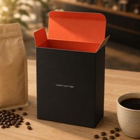 Matte Schwarze Geschenkbox mit Gebranntem Orangefarbentem Akzent, Individueller Druck für Kaffee, Tee, Lebensmittel, Faltbare Premium-Luxusverpackung