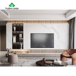 Table de meuble console tv de luxe en <span class=keywords><strong>marbre</strong></span> bois avec foyer électrique - Product Image 2