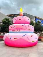 Gâteau gonflable pour anniversaire, gâteau d'anniversaire de 6 pieds avec lumière LED