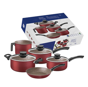 Juego de Ollas y Sartenes Modernas de Cerámica con Revestimiento de Mármol, Tapas de Vidrio, Asas de Baquelita, Antiadherentes, de Aluminio, Aptas para Inducción y Lavavajillas - Product Image 4