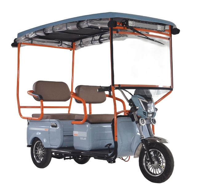 Passenger Electric Tricycle With Full Canopy Roof 3 Wheel Electric Rickshaw for Family Tourist Shuttle Daily Transport