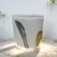 Meilleures ventes : Verres à vin sans pied en verre bleu à motif ondulé, Gobelets, Pot à bougie en verre rond en forme d'œuf à motif léopard