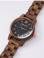 Montre en bois de noyer pour femme, ultra-fine, à cadran à aiguilles, bracelet 16 mm, quartz, style antique, personnalisée, collection 2025