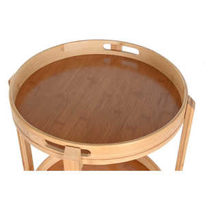 Chariot de service en bambou et acier inoxydable 44x44x90 avec 3 étagères et roulettes - Product Image 3