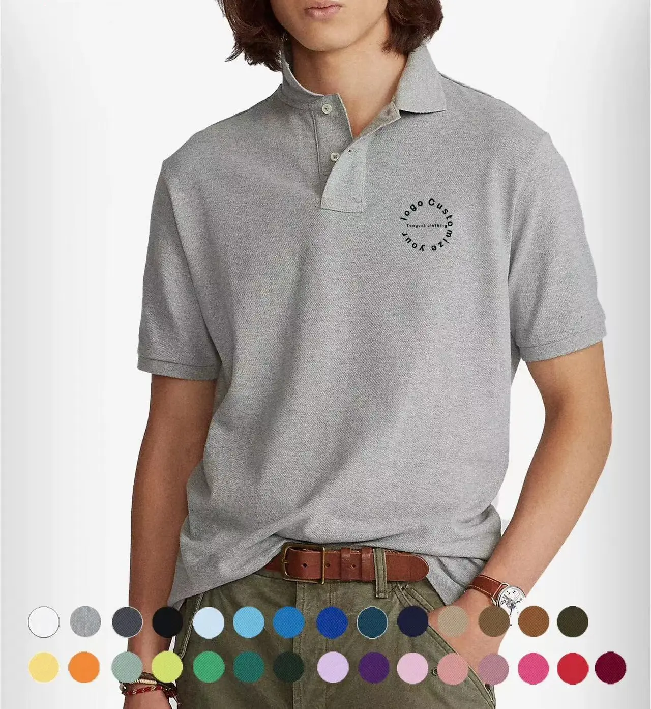 Moda özel nakış logosu sıcak satış erkek yüksek kalite Polo GÖMLEK katı renk tulum Polyester adam rahat Golf Polo t-bok