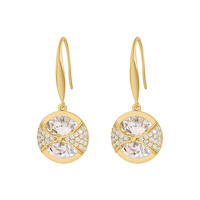 Bijoux de mode coréens, boucles d'oreilles en argent 925, boucles d'oreilles pendantes en cristal rond, diamant, plaqué or, zircon pour femmes