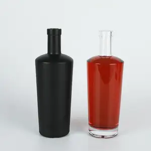 750ml chiaro rotondo opaco nero spiriti di alta qualità vuoto all'ingrosso bottiglie di liquore per la vendita