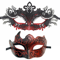 Masque de mascarade pour couple, masque pour les yeux en plumes, ensemble pour fête, bal, masque facial, costume de reine, accessoire de cosplay, décoration de carnaval, Mardi Gras