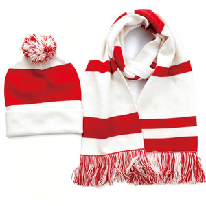 Écharpe en acrylique tricotée jacquard longue et durable avec pompons délicats pour supporters de basketball et de football, pour hommes, toutes saisons - Promotion - Product Image 1