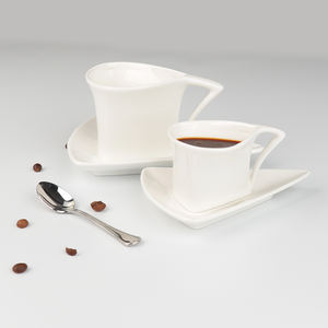 Service de tasses à <span class=keywords><strong>café</strong></span> et soucoupes, en céramique, pour le thé, en porcelaine, couleur blanche, - Product Image 1