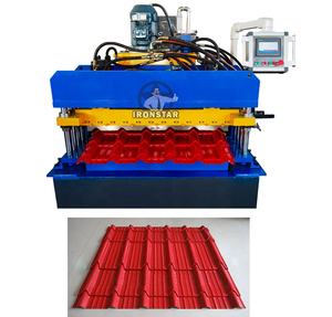 Machine de profilage de tuiles à marches pour toiture, machine de fabrication de tuiles en acier pour toiture, prix de la machine de profilage de tuiles à marches - Product Image 1