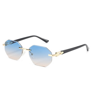 نظارات شمسية جديدة لعام 2025 بدون إطار مزينة بالماس، تحجب الضوء الأزرق وتحمي من الأشعة فوق البنفسجية، تصميم عصري بسيط مثالي للشاطئ والحفلات - Product Image 3