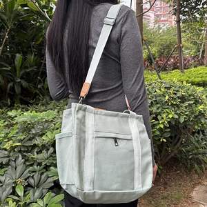 Échantillon gratuit Sacs fourre-tout pour femmes Sacs fourre-tout en toile de coton tendance pour femmes Logo personnalisé imprimé Sacs à bandoulière pour femmes - Product Image 2