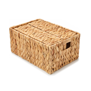 EZOWare Portaoggetti Rettangolare in Vimini Naturale Riscaldato ad Acqua con Manici, Capacità 10-20L, per Cameretta, Bagno, Dispensa - 2 Misure - Product Image 2