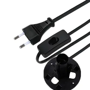 Dc Adapter Plug Power Cord Cable Eu Two-core Rounded Plug VDE Certified Cord European Style Salt Lamp Cord Black Wtite OEM