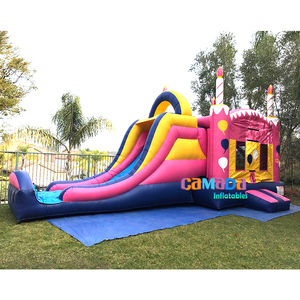 Structure Gonflable Château de Fête d'<span class=keywords><strong>Anniversaire</strong></span> avec Toboggan et Zone de Saut <span class=keywords><strong>pour</strong></span> Enfants et Adultes - Product Image 1