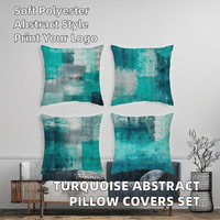 Housse de coussin décorative moderne abstraite 18 x 18 pouces gris turquoise