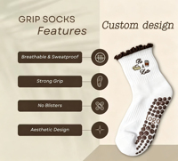 Chaussettes de yoga antidérapantes à volants, design tendance, personnalisées, vente en gros, chaussettes de Pilates Reformer pour femmes et filles, en coton, pour usage quotidien