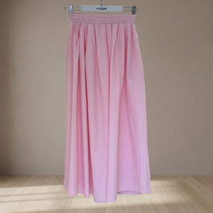 Jupe longue évasée rose Fiori taille haute pour femme en viscose et mousseline plissée, confortable, style bohème, élégante et décontractée - Product Image 2