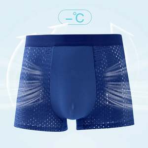 Nouveaux boxers pour hommes en maille de soie glacée, taille mi-haute, respirants, pour adultes, été - Product Image 1