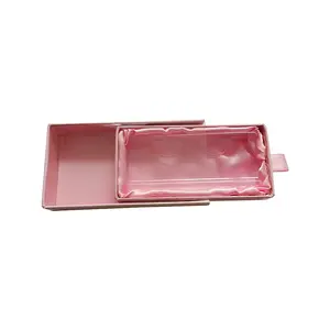 Custom logo Magnetic drawer Shape Pink Eyelash Case Eyelash Packaging Box Lash Box With Satin Silk insert