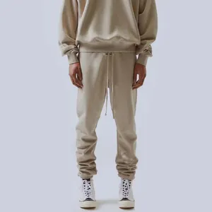 Toptan Jogger yığılmış pantolon fransız terry yığılmış sweatpants erkekler unisex yığılmış joggers