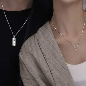 Thorn Rose Couple Necklaces Silver Clavicle Chain Floral Design Gift For Him Her - Product Image 1