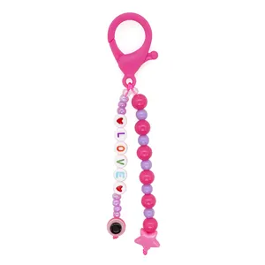 Go2BoHo Kralen Sieraden Leuke Roze Sleutelhangers Liefde Brief Sleutelhanger Mode-sieraden Evil Eye Keys Fob Ketting Voor Vrouwen Accessoires