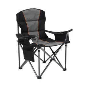 대형 캠핑 접는 의자 강철 프레임 접이식 패딩 팔 의자 컵 홀더 야외