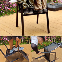 Moderner Outdoor-Terrassentisch mit Stühlen, Neue WPC-Kunststoff-Holz-Tischplatte mit Metallrahmen für Hotel-Innenhof, Garten, Essen und Feiern